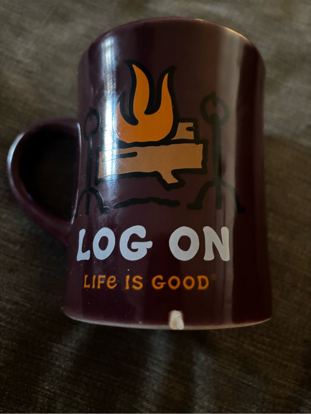 Log On Life is Good Mug with a slight chip